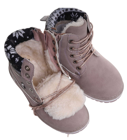 Ocieplane różowe botki trapery dziewczęce /D2-2 18295 T384/