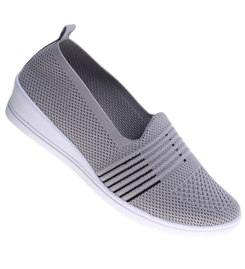 Szare wsuwane tenisówki na niskim koturnie /D8-2 16130 T300/