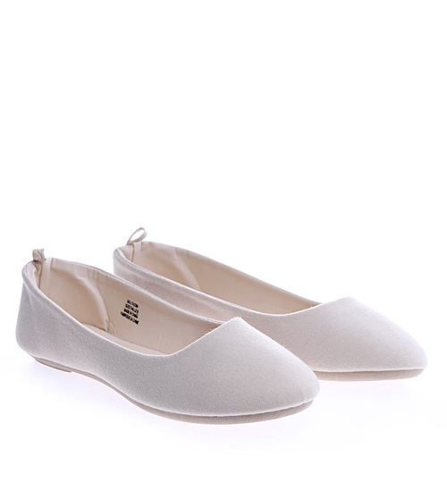 Wiosenne gładkie balerinki beżowe /D1-1 13986 T190/