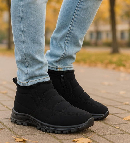 Czarne zimowe botki męskie /E6-2 18431 T485/