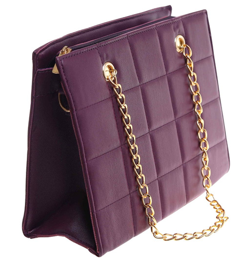 Fioletowa torebka kuferek z łańcuszkiem i paskiem /H2 K28 TB671 G195/