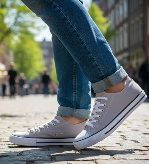 Trampki męskie Sznurowane szare z tkaniny ost493