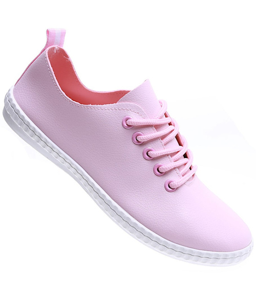 Różowe tenisówki damskie z miękkiego materiału /D6-2 15812 T134/