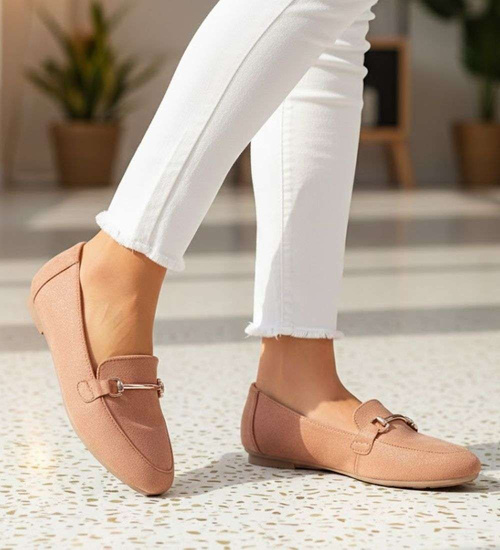 Camelowe wsuwane baleriny lordsy /G1-2 14660 S237/