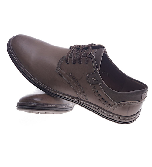 Sznurowane półbuty męskie Brązowe /G3-2 13137 S389/