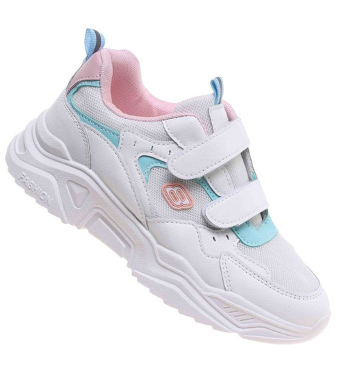Buty sportowe na rzepy z pastelowymi wstawkami /A7-1 18838 T266/
