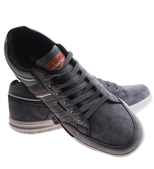 Sznurowane męskie szare trampki nadwymiar /B8-3 17479 T782/