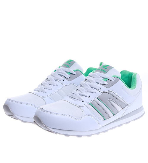 Białe damskie trampki sznurowane buty sportowe /F4-2 15143 T289/