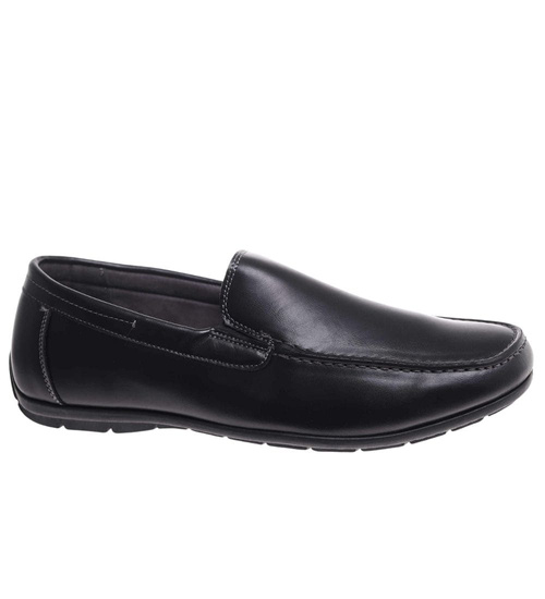 Czarne wsuwane półbuty mokasyny /F3-3 18026 T383/