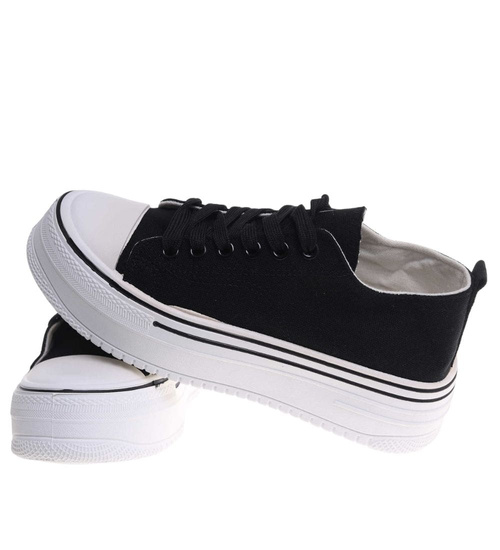 Materiałowe trampki na platformie sznurowane /J5-1 18492 W6/