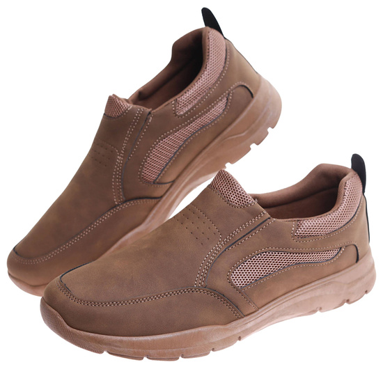 Wsuwane brązowe męskie buty sportowe /E8-3 17358 T484/