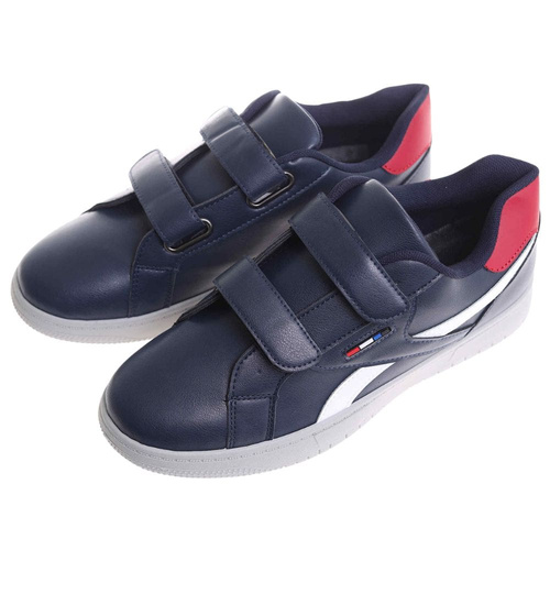 Wygodne granatowe trampki męskie na rzepy /A9-1 17779 T287/