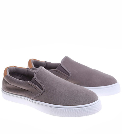 Szaro brązowe męskie trampki slip on /A1-3 16515 T286/