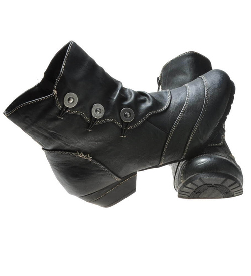 Czarne ocieplane botki z guzikami /D8-3 6750 S290/