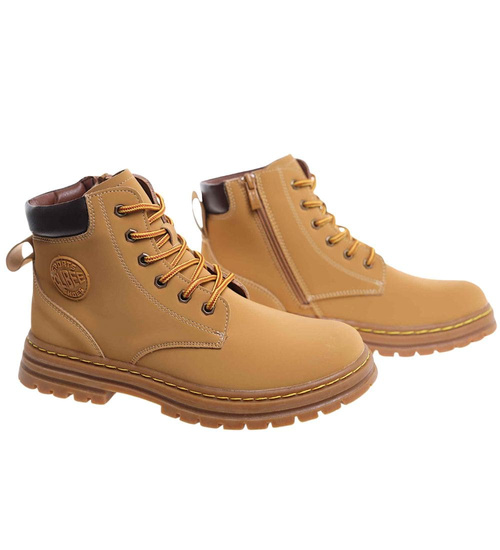 Karmelowe chłopięce buty trapery /D8-1 18289 T432/