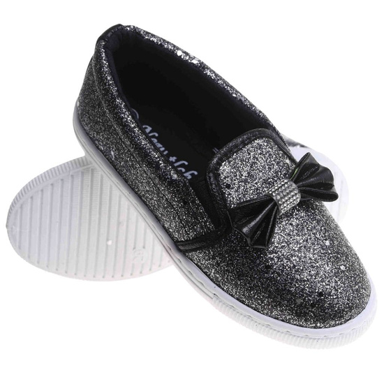 Tenisówki dziewczęce Wsuwane czarne trampki /A7-2 17853 T111/