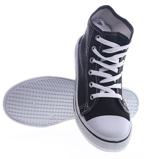 Klasyczne czarne trampki z wysoką cholewką /D7-1 13272 S172 +h2/