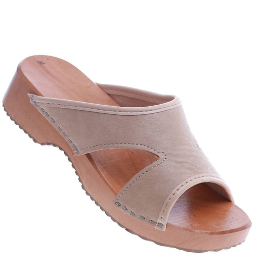 Drewniaki chodaki trepy klapki BEŻOWE /F8-1 Ae638 S433/