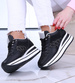 Czarne trampki sneakersy damskie na koturnie /D6-1 14787 T382/