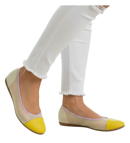 Żółte balerinki w casualowym stylu //G3-1 8392 S098/