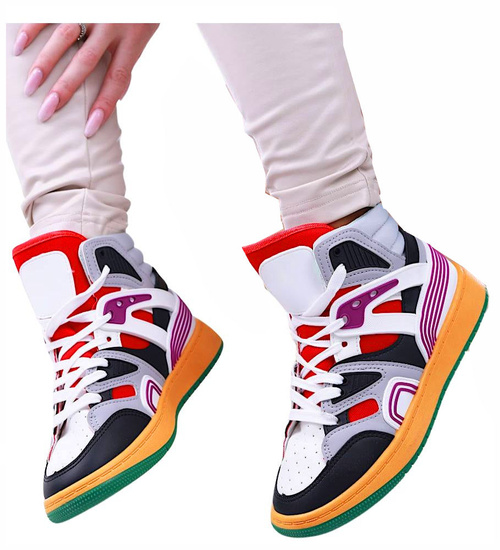 Kolorowe trampki z wysoką cholewką /G2-3 13684 T286/