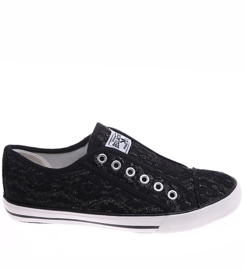 Wsuwane czarne trampki damskie /G3-1 16494 G8-6/