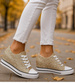 Złote trampki sneakersy na niskim koturnie /i4-3 16612 T094/
