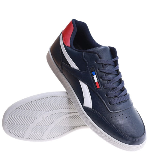 Sznurowane granatowe trampki męskie /B2-2 18146 T226/