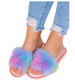 Tęczowe klapki damskie z futerkiem /A3-1 16396 S291/