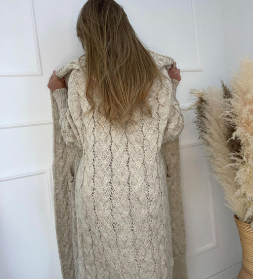 Beżowy oversizowy kardigan sweter Myluxe /H UB658 L166/