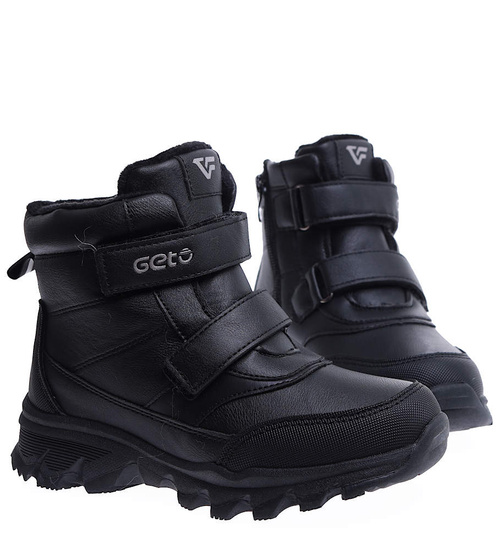 Czarne chłopięce trapery ocieplane na rzepy /E8-2 15344 T549/