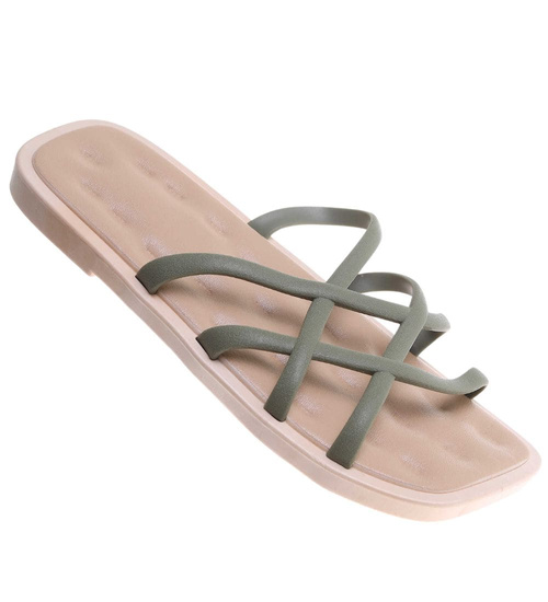 Klapki damskie plażowe wodoodporne zielone /E2-1 17801 G089/