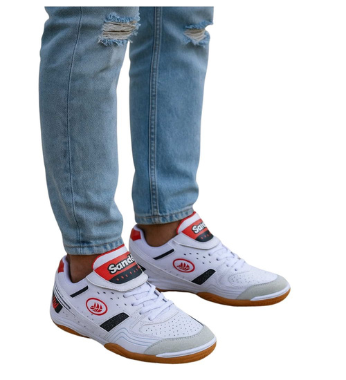 Białe sznurowane trampki halówki męskie /E1-2 18149 T481/