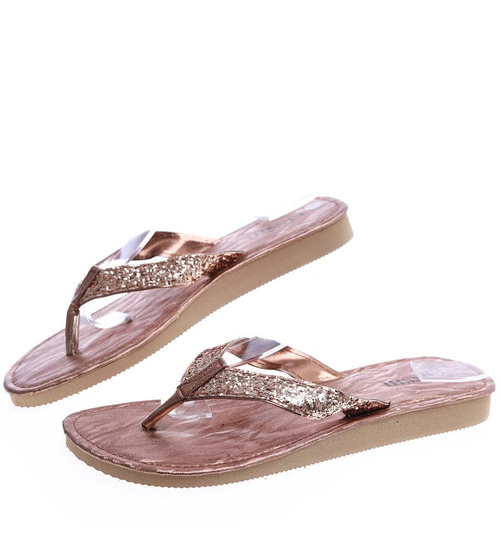 Lekkie piankowe klapki japonki Brązowe /F8-1 14458 T093/