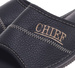 Skórzane otwarte klapki domowe Chief czarne /D2-1 18685 S199/