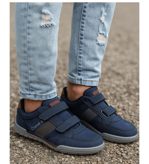 Chłopięce granatowe trampki na rzepy /C7-2 18092 T45-5/