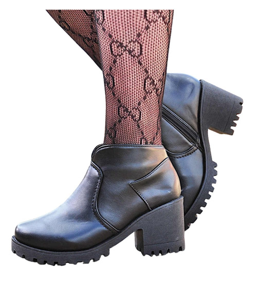 Damskie botki na obcasie w kolorze czarnym /E10-3 9881 S195 +H2/