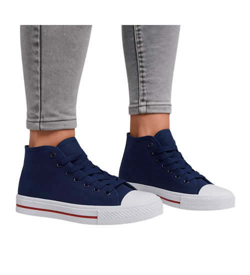 Wysokie granatowe rampki damskie /B1-1 14295 T131/