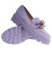 Fioletowe półbuty loafersy na platformie z kamieniami /B3-2 18485 T203/
