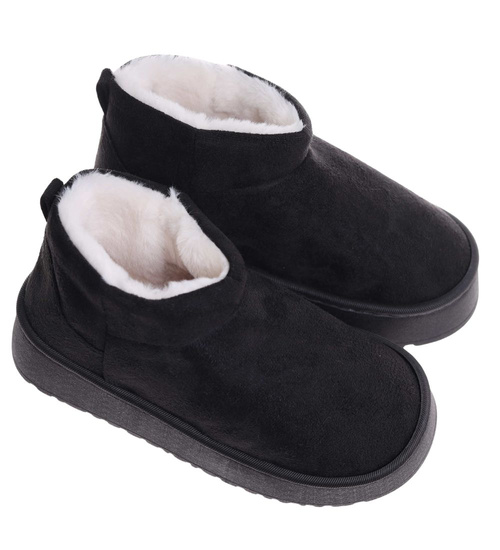 Kozaki śniegowce krótkie czarne ocieplane /D7-1 18349  T266/