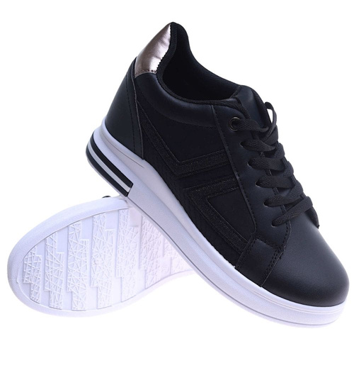 Czarne trampki sneakersy na koturnie /D6-2 13963 G312/
