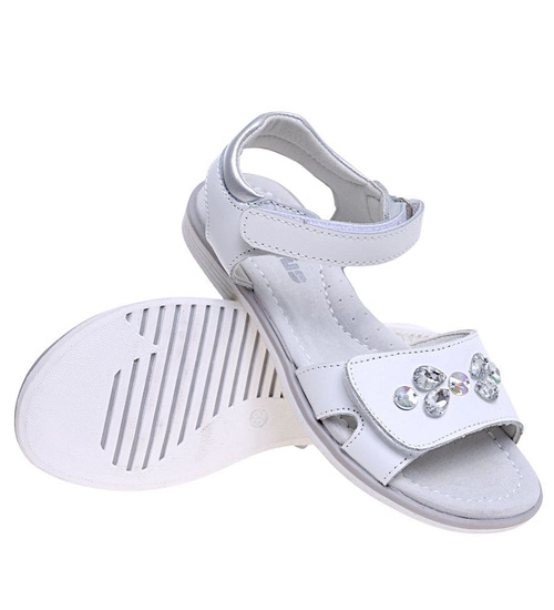 Białe sandały dziewczęce na rzepy /E2-3 16019  T186/