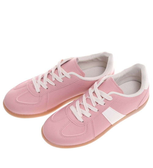 Wiązane snekaersy damskie różowe pastelowe /E6-3 18711 T177/