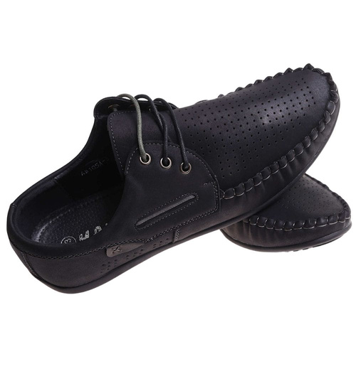 Półbuty męskie czarne sznurowane /E7-1 17874 S396/