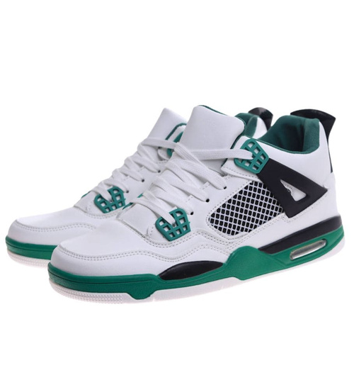 Wysokie męskie buty sportowe sneakersy White Green /B1-2 17217 T682/