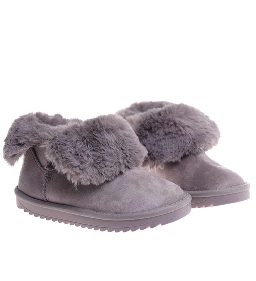 Szare kozaki śniegowce z futerkiem /A1-2 18358 T195/