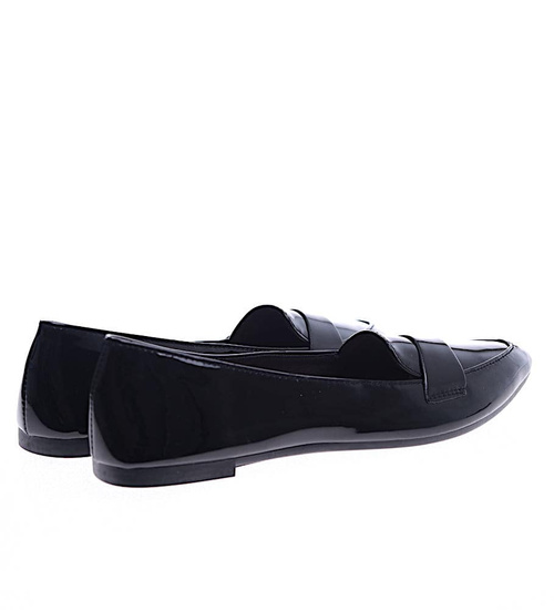 Czarne baleriny damskie lakierowane /C1-2 13415 T191/