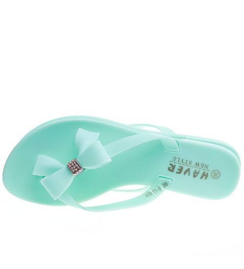 Plażowe damskie klapki japonki Miętowe /G9-2 14523  T089/