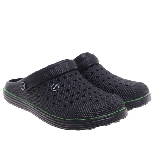 Kryte czarne klapki męskie z paskiem /H2 18647 T135/