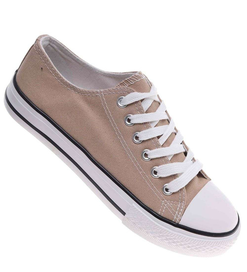 Klasyczne trampki damskie z niską cholewką khaki /G1-2 18673  G185/